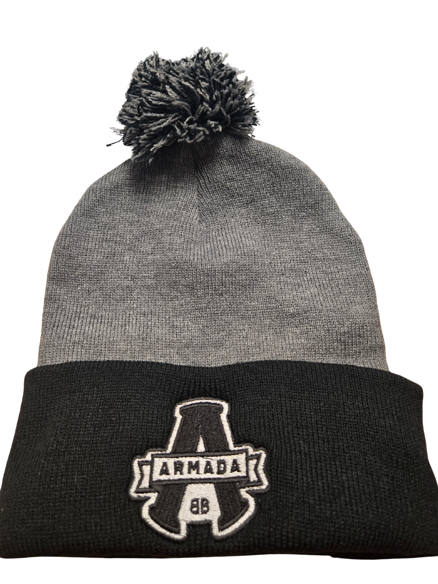 TUQUE GRISE REBORD NOIR ARMADA AVEC POMPON
