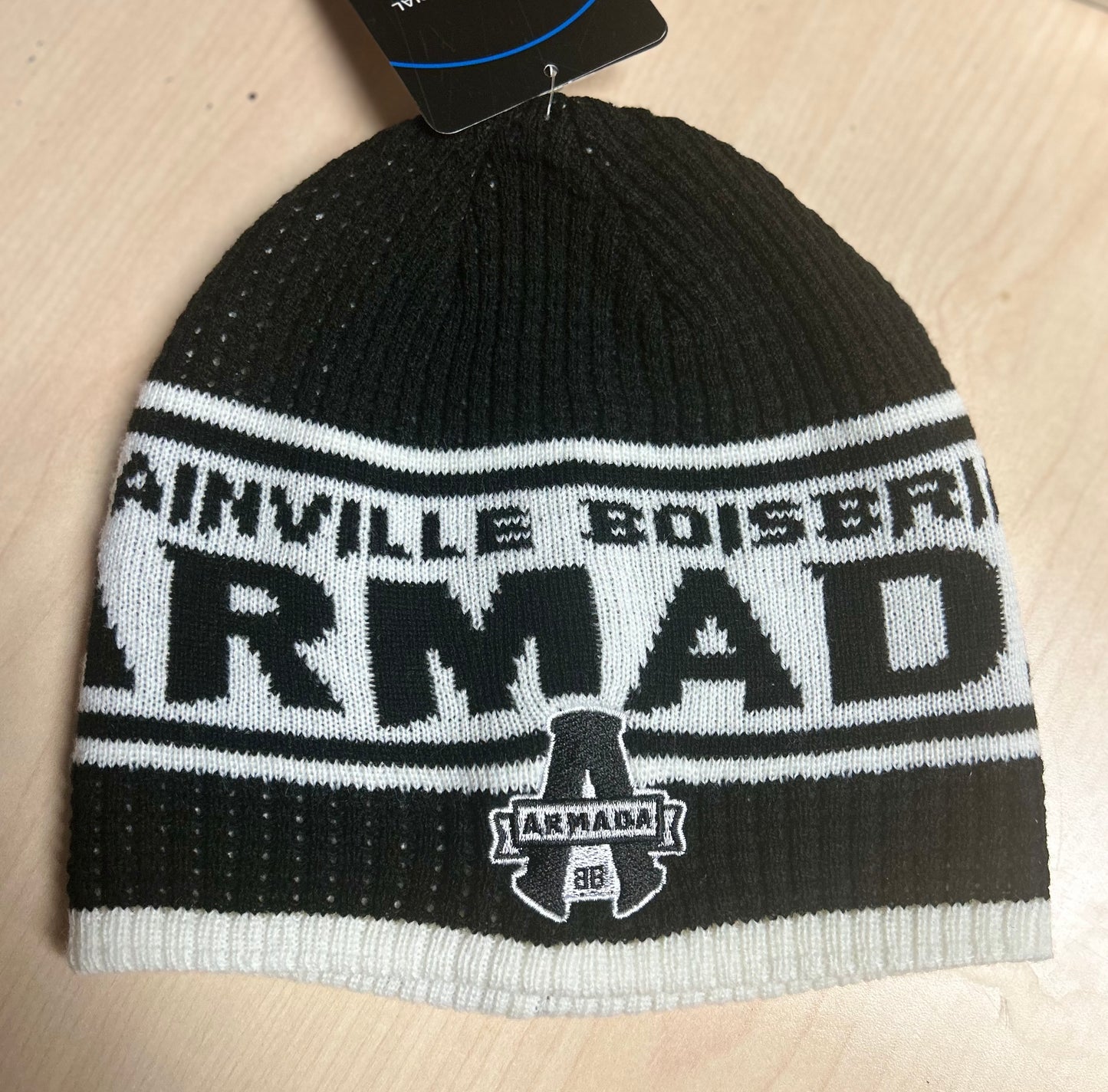 TUQUE ENFANT NOIR ET BLANCHE SANS POMPON